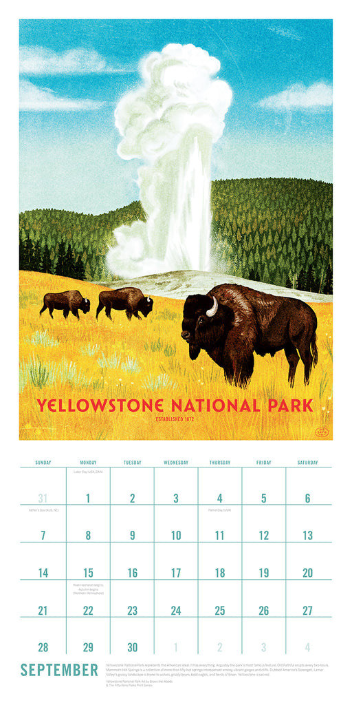 2025 The Art of the National Parks Wall Calendar