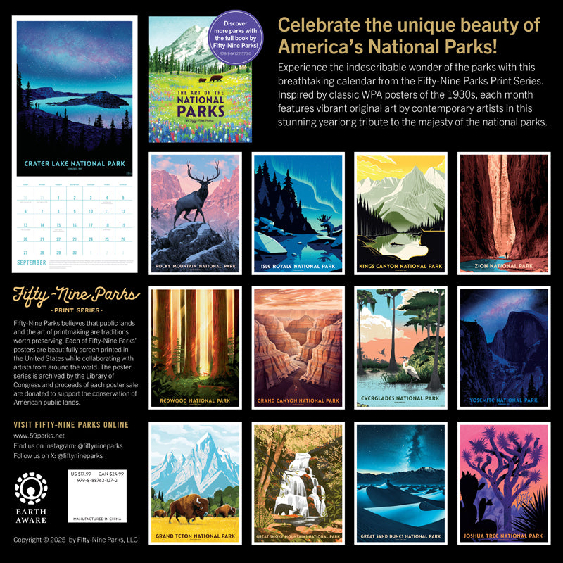 2026 The Art of the National Parks Wall Calendar