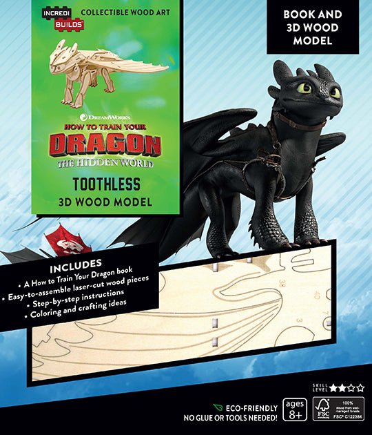 IncrediBuilds: DreamWorks Dragons Book and 3D Wood Model