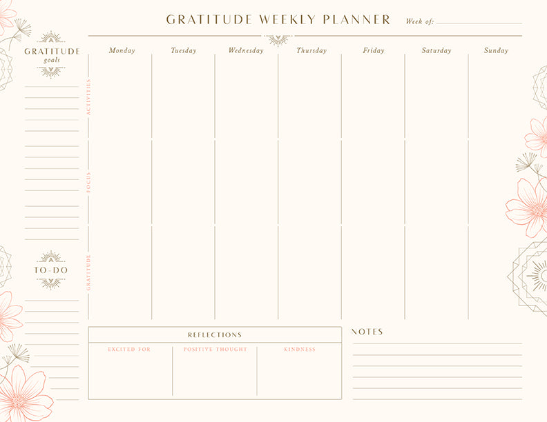 Gratitude Weekly Planner Notepad